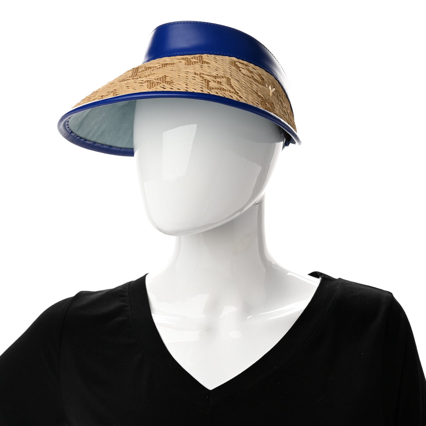 Calfskin Raffia Monogram Strawgram Visor Blue