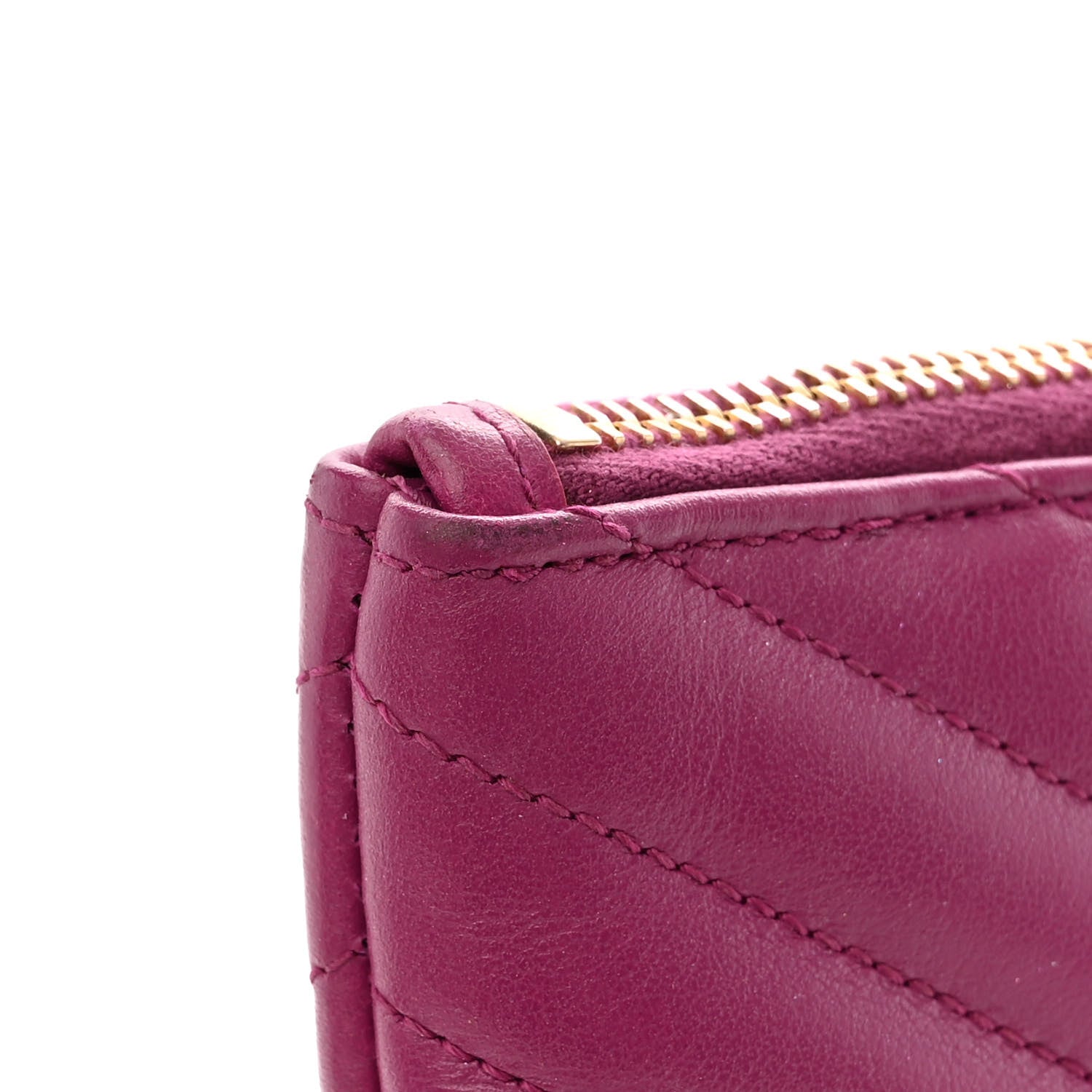 Saint Laurent Calfskin Matelasse Chevron Monogram Document Holder Dark Grape 14 of 14