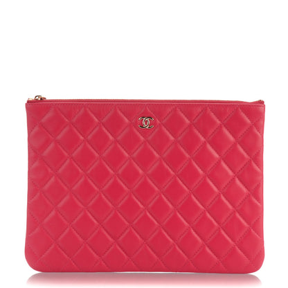 Chanel Lambskin Quilted Medium Pouch Fuchsia 1 of 7