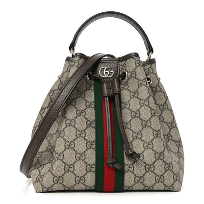 Gucci GG Supreme Monogram Web Small Ophidia Top Handle Bucket Bag Brown 1 of 10