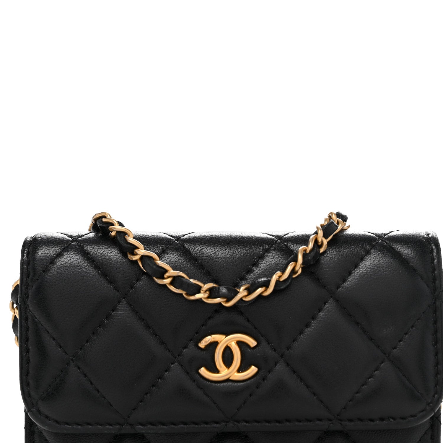 Chanel Lambskin Quilted Pearl Crush Clutch With Chain Black 9 of 11