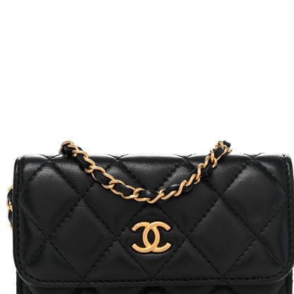 Chanel Lambskin Quilted Pearl Crush Clutch With Chain Black 9 of 11