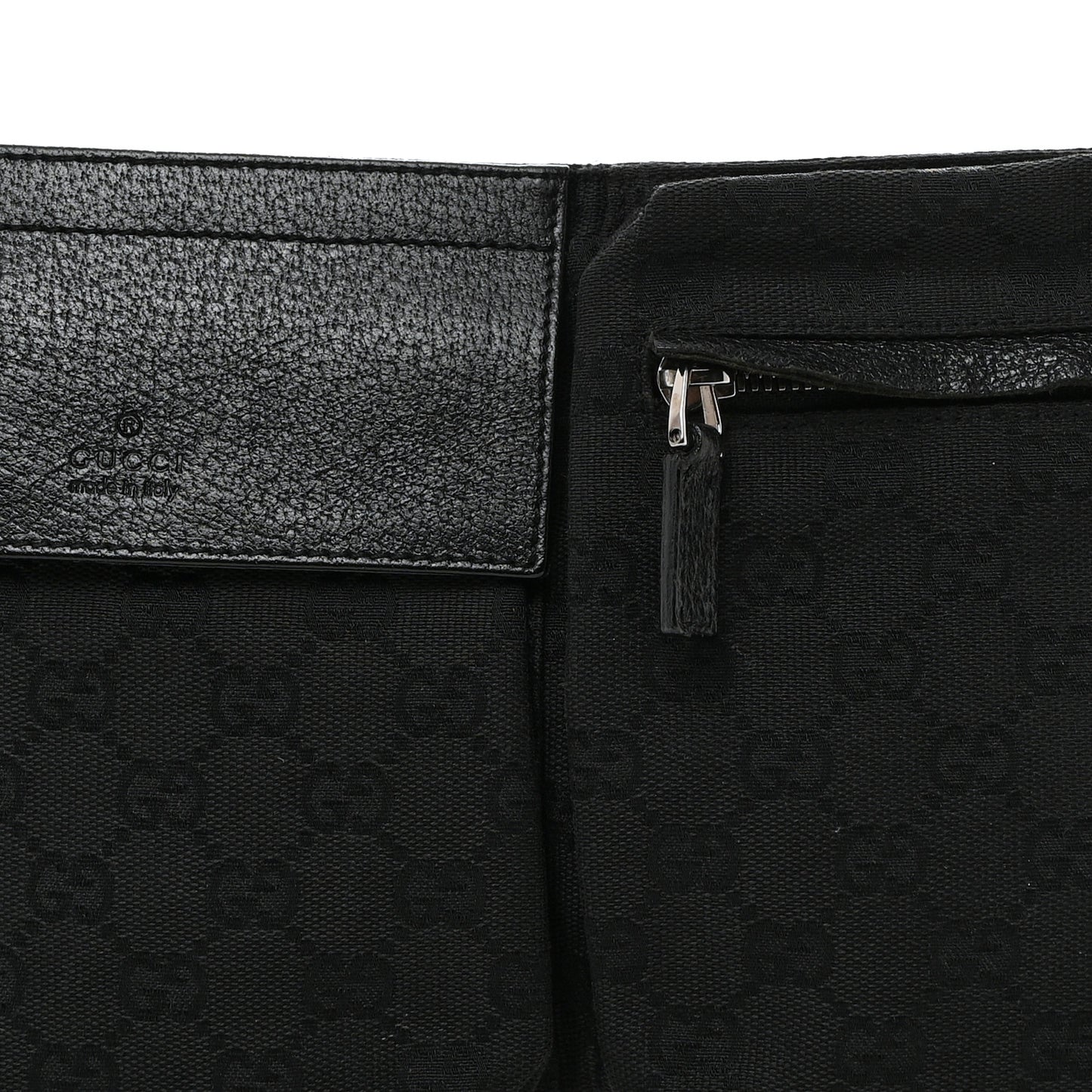 GG Monogram Double Pocket Belt Bag Black