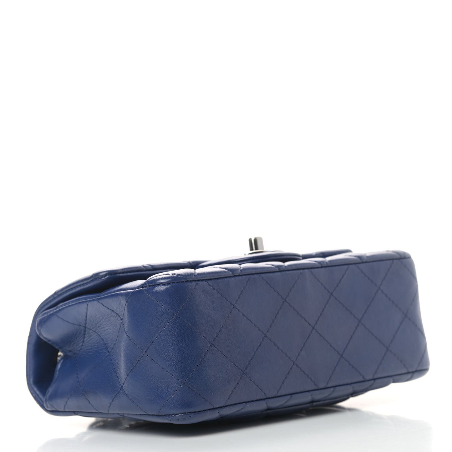 Lambskin Quilted Mini Rectangular Flap Dark Blue
