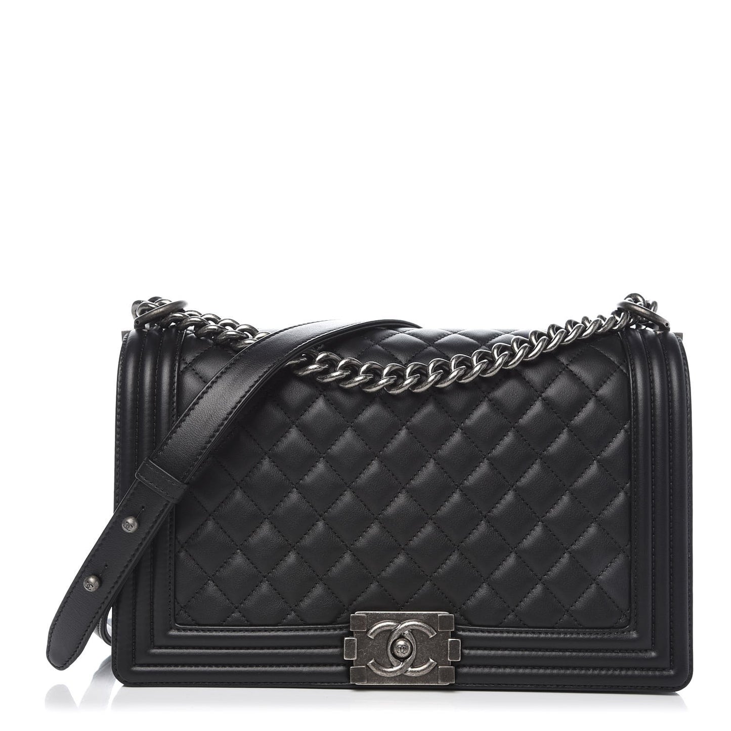 Calfskin Quilted New Medium Boy Flap Black