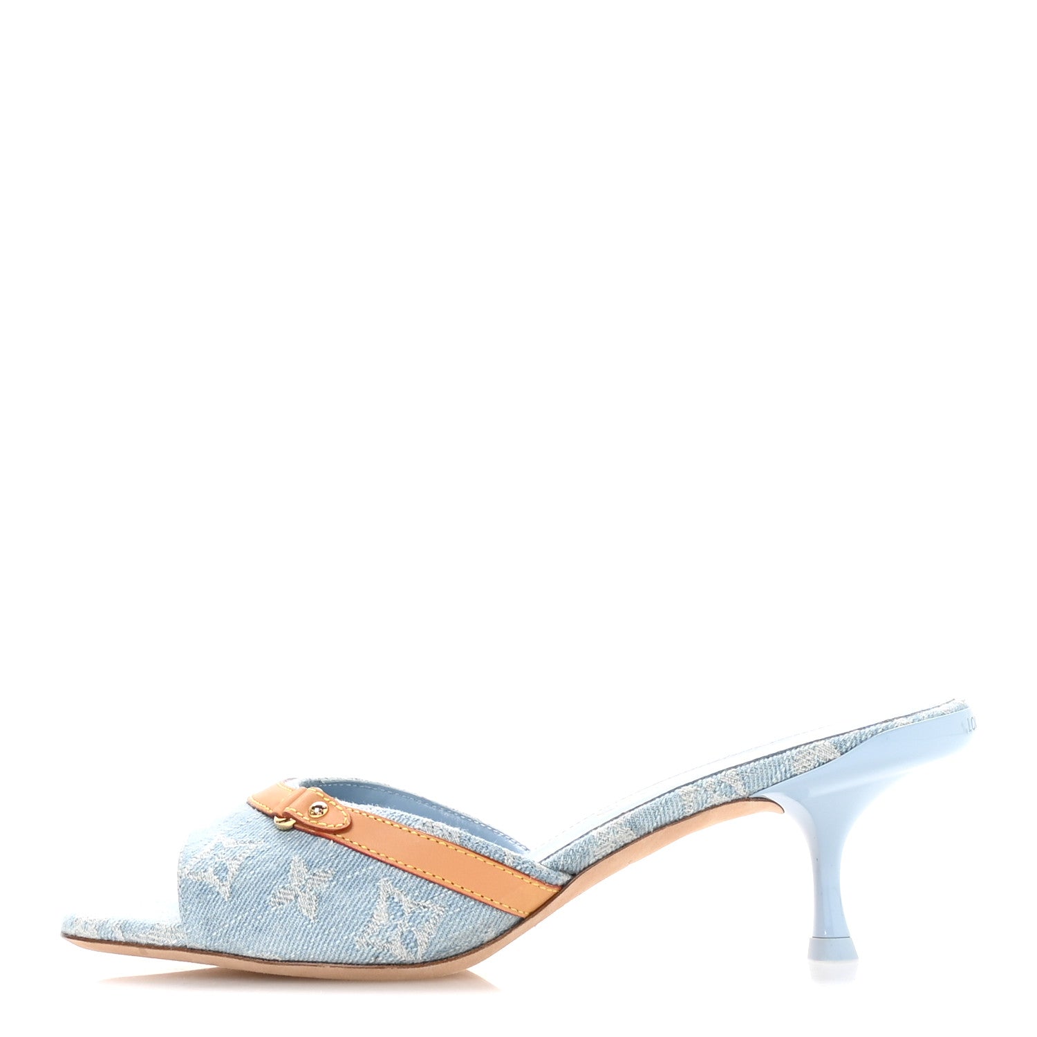 靴 LOUIS VUITTON Monogram Denim Mules Louis Vuitton Monogram Denim 6AM Mules 38 Light Blue 1810890