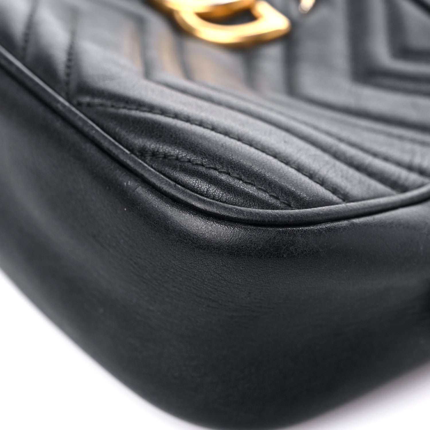 Gucci Calfskin Matelasse Small GG Marmont Chain Shoulder Bag Black 10 of 19