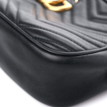 Gucci Calfskin Matelasse Small GG Marmont Chain Shoulder Bag Black 10 of 19