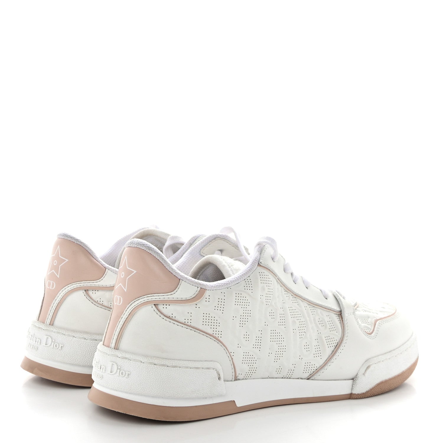 Christian Dior CHRISTIAN DIOR Calfskin Oblique Laser Perforated Dior One Low Sneakers 36.5 Off White Nude 4 of 8