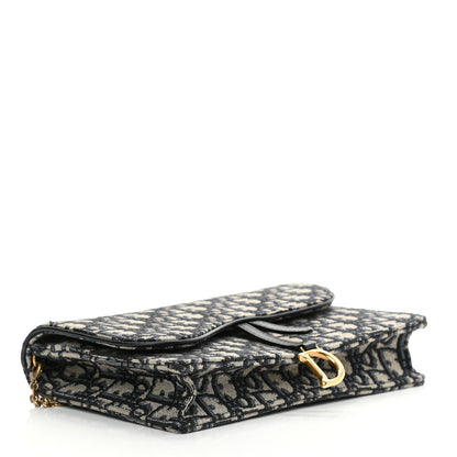 Christian Dior Oblique Saddle Chain Pouch Blue 4 of 11