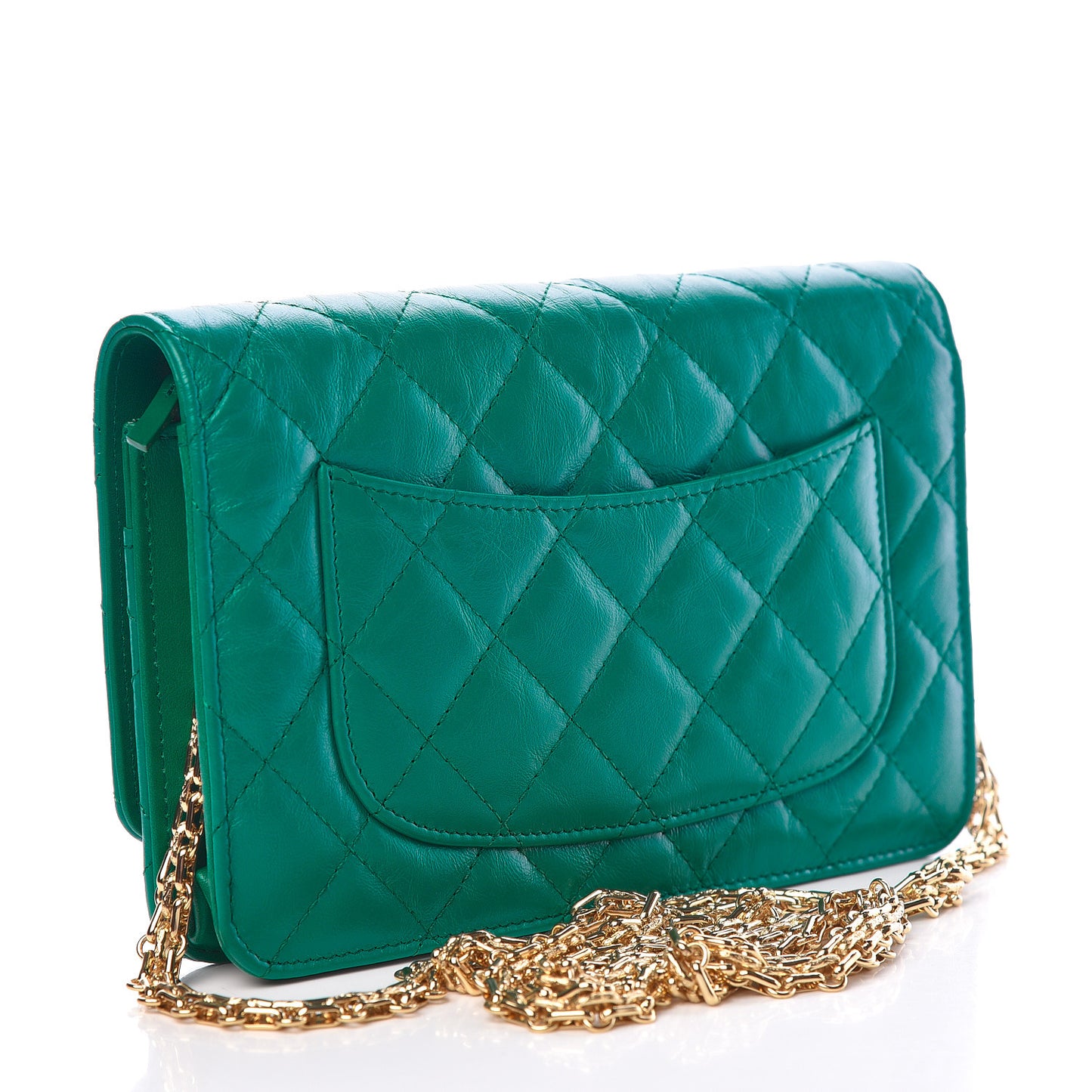 Aged Calfskin Quilted Reissue Wallet On Chain WOC Green