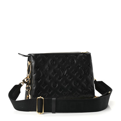 Louis Vuitton Lambskin Embossed Monogram Coussin PM Black 3 of 11