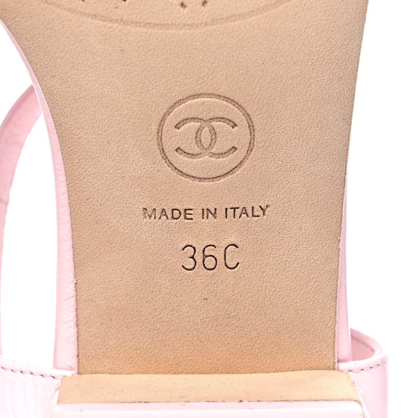Lambskin Chain CC Logo Thong Sandals 36 Light Pink