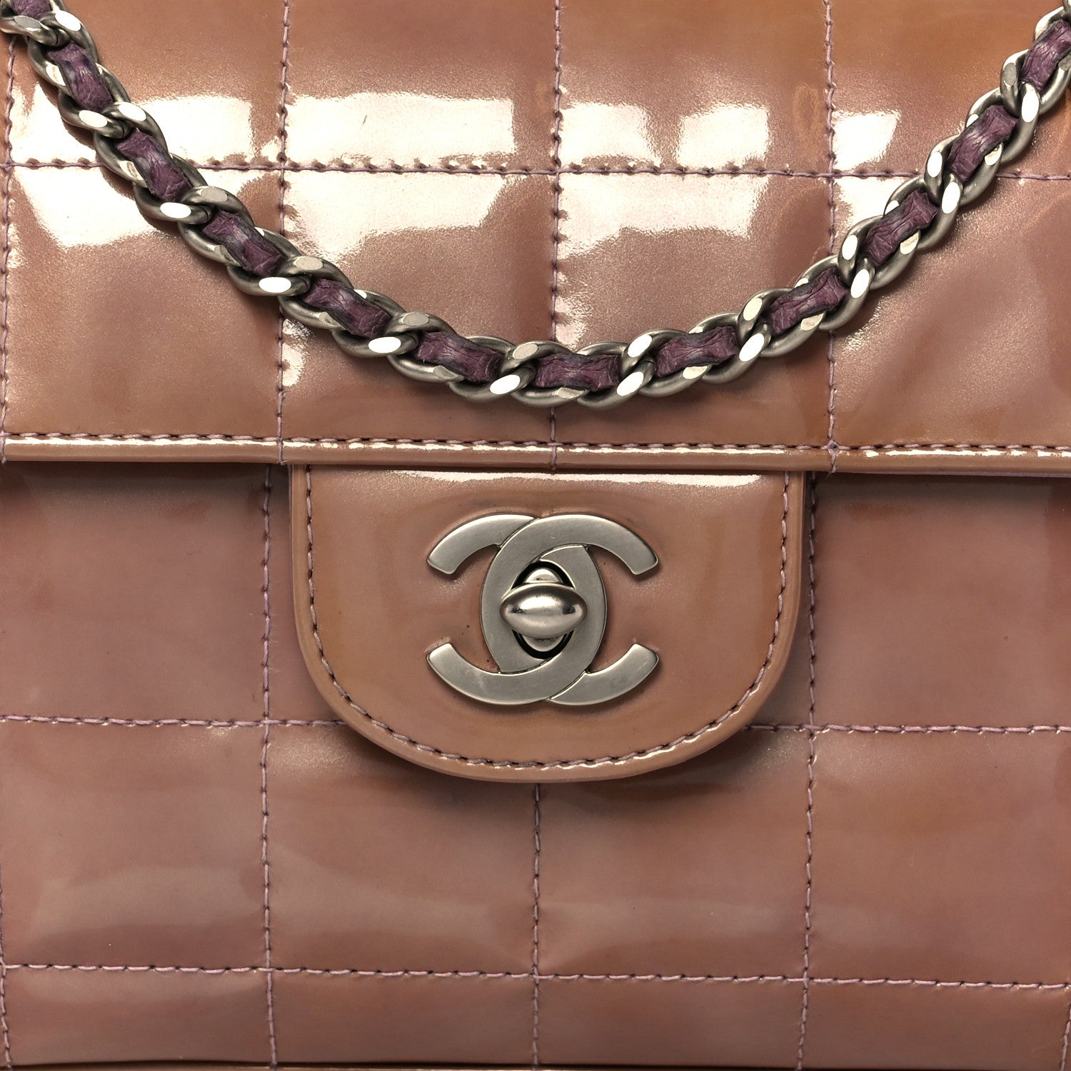 Chanel Patent Quilted East West Chocolate Bar Flap Light Purple 9 of 11