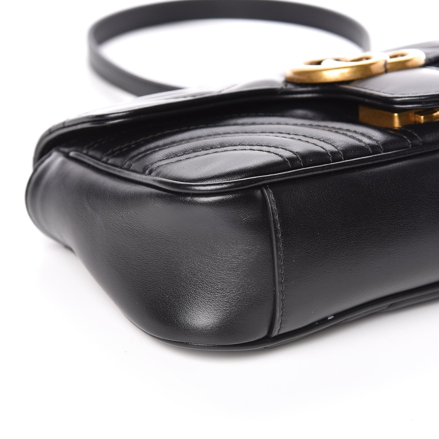 Gucci Calfskin Matelasse Mini GG Marmont Shoulder Bag Black 8 of 11