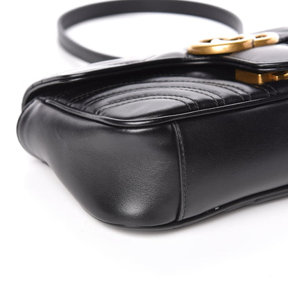 Gucci Calfskin Matelasse Mini GG Marmont Shoulder Bag Black 8 of 11