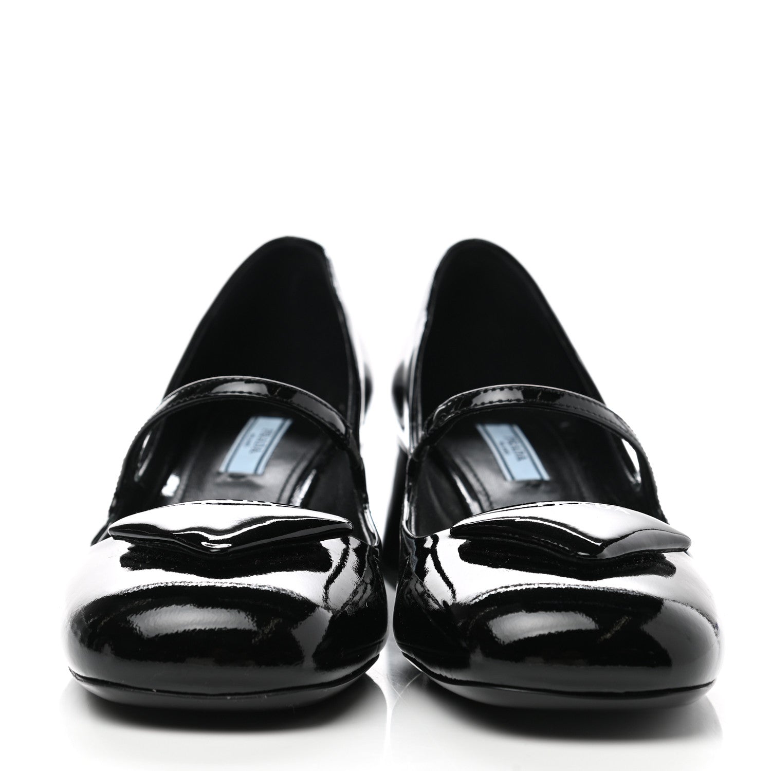 Prada Patent Logo Mary Jane 45mm Pumps 38 Black 2 of 7