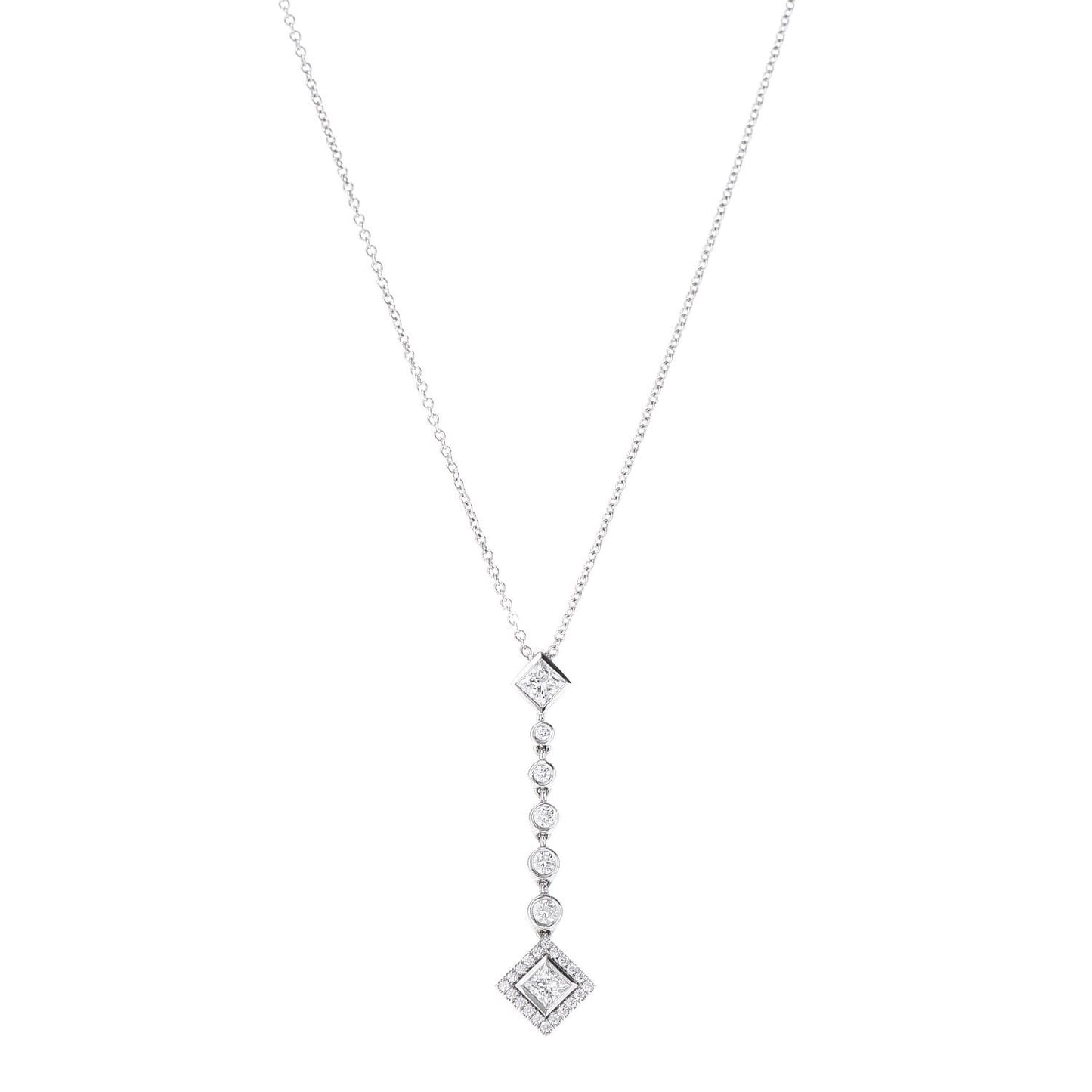 Platinum Diamond Grace Drop Pendant Necklace