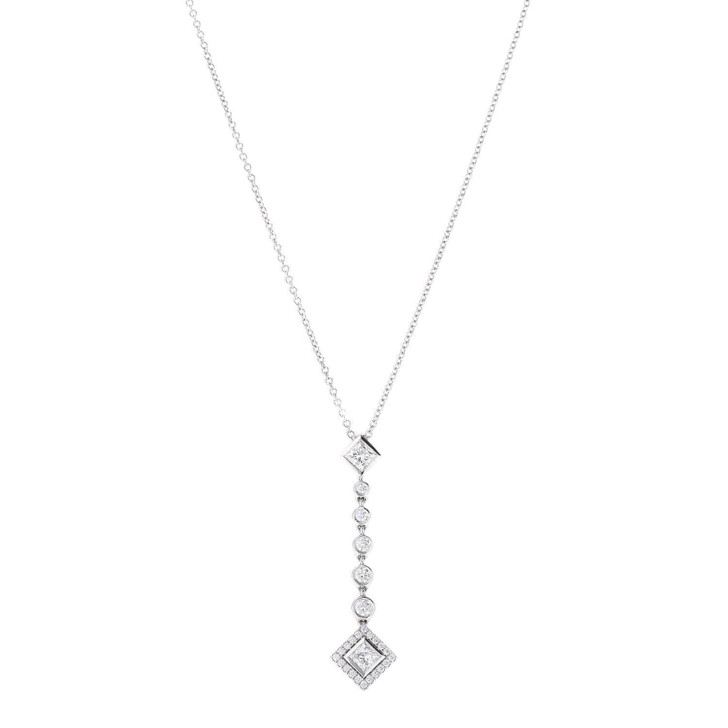 Tiffany Platinum Diamond Grace Drop Pendant Necklace 1 of 6