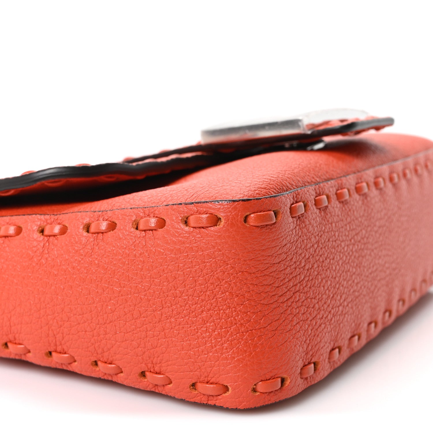 Fendi Cuoio Roma Sellerissima Nappa Sintetica Tape Stitch Mini Baguette Fox 9 of 10