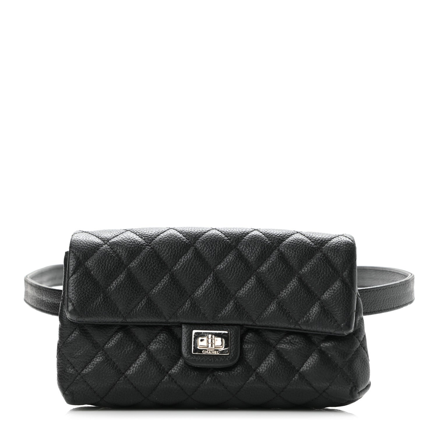 Chanel Grained Calfskin Quilted 2.55 Reissue Flap Belt Bag Clutch Black 1 of 11