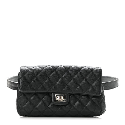 Chanel Grained Calfskin Quilted 2.55 Reissue Flap Belt Bag Clutch Black 1 of 11