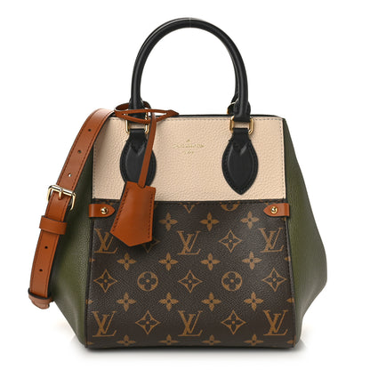 Louis Vuitton Calfskin Monogram Fold Tote PM Cream Khaki Black 1 of 8