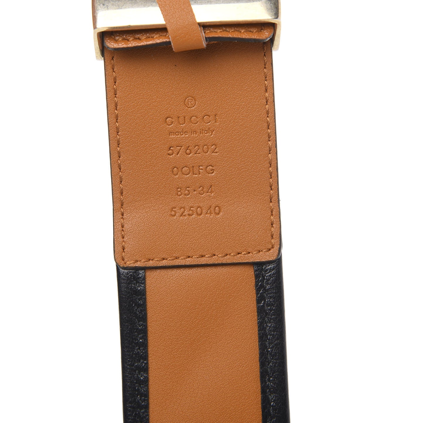 Azalea Calfskin Matelasse Diagonal Torchon Double G 40mm Belt 85 34 Cognac Black