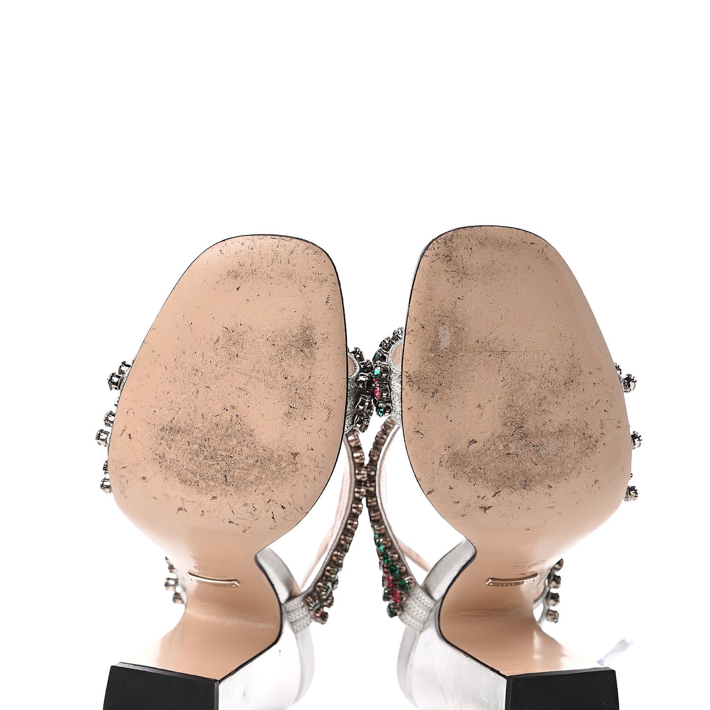 Nappa Silk Crystal Bertie High Heel Sandals 39 Argento
