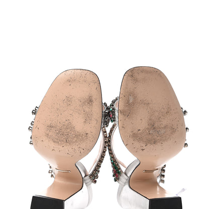 Gucci Nappa Silk Crystal Bertie High Heel Sandals 39 Argento 8 of 10