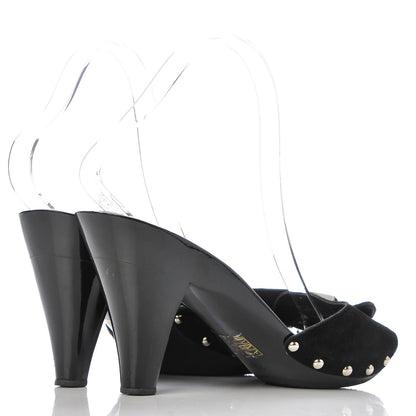 Chanel Suede CC Buckle Clogs 39 Black 4 of 9