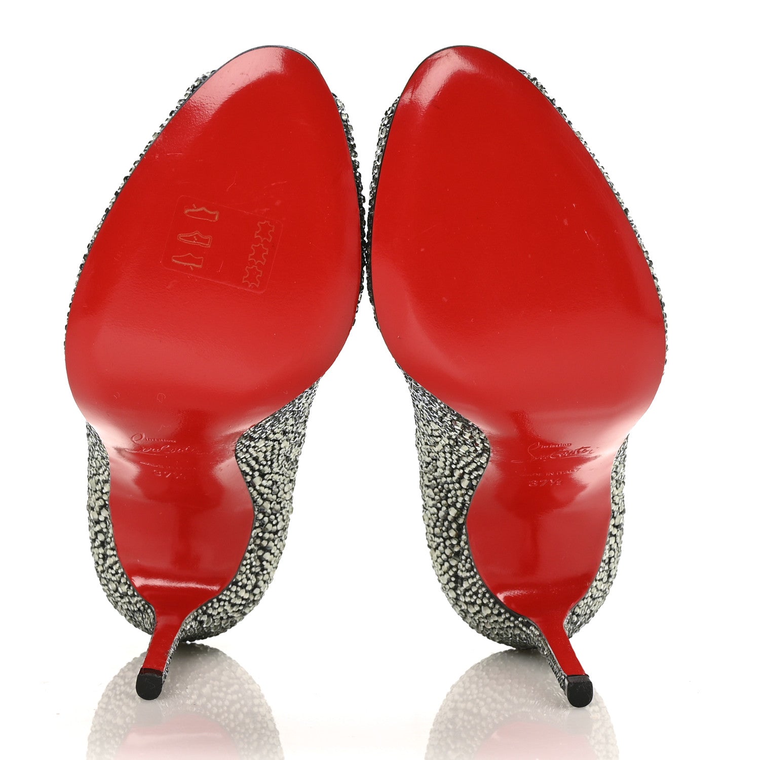 Christian Louboutin Suede Crystal Sexy Strass Peep Toe Pumps 37.5 Black Diamond 5 of 7