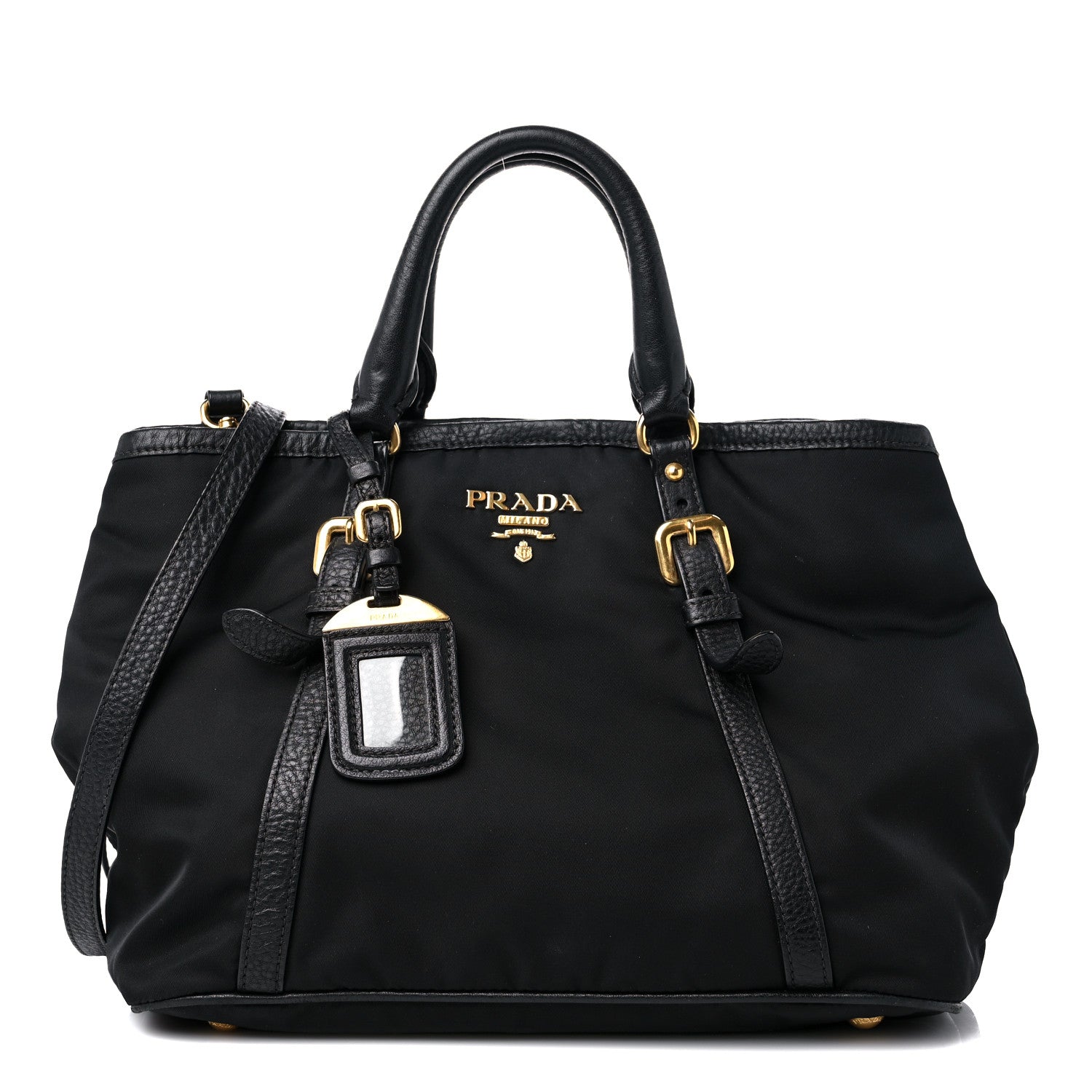 Prada Tessuto Nylon Vitello Daino Tote Black 1 of 12