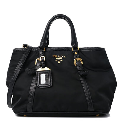 Prada Tessuto Nylon Vitello Daino Tote Black 1 of 12