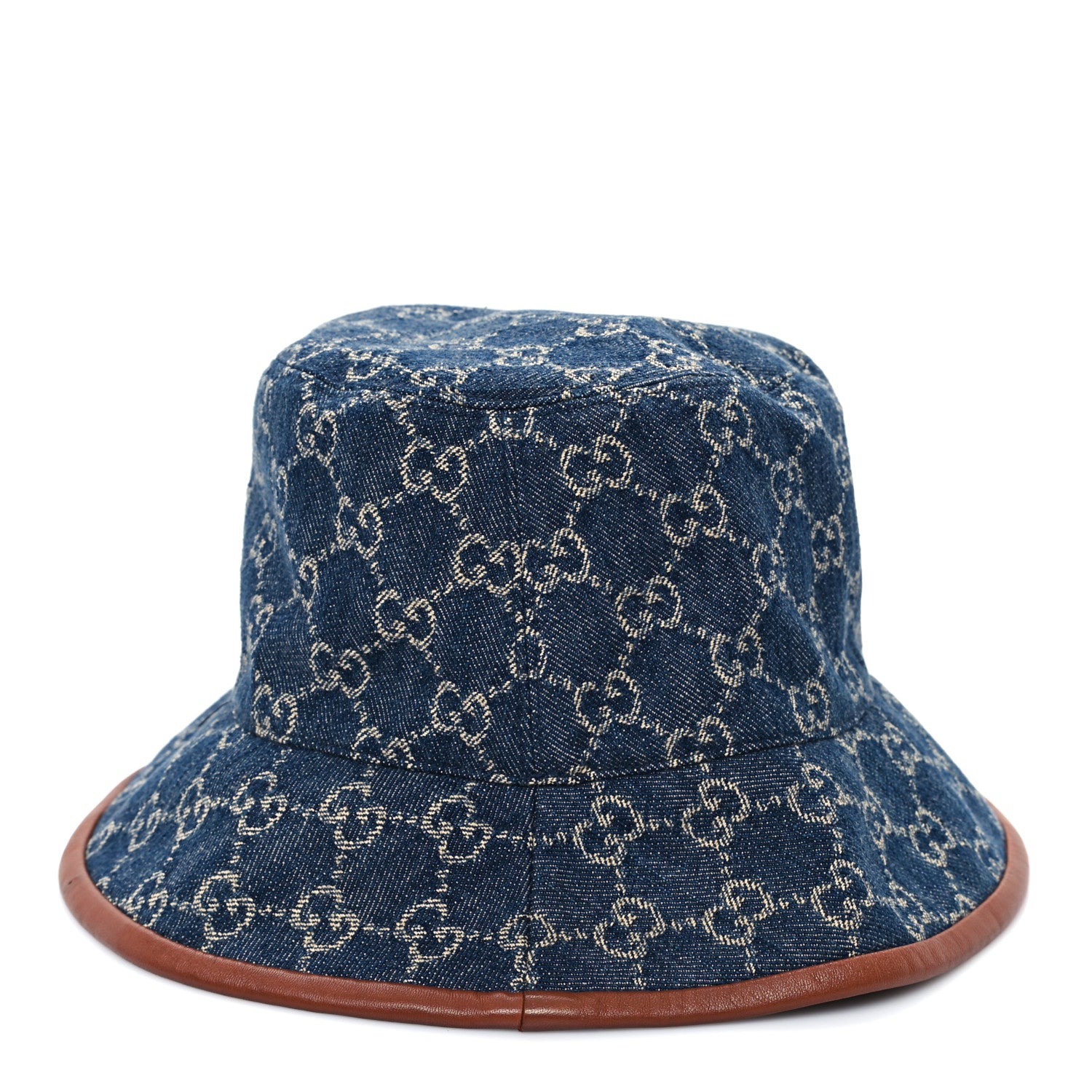 Gucci Washed Jacquard Denim Nappa GG Monogram Oscar Bucket Hat L Denim Cuir 5 of 10
