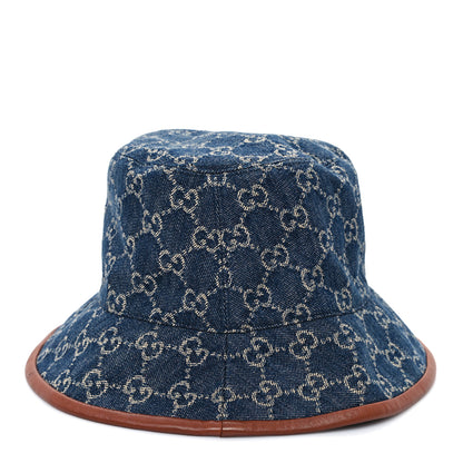 Gucci Washed Jacquard Denim Nappa GG Monogram Oscar Bucket Hat L Denim Cuir 5 of 10