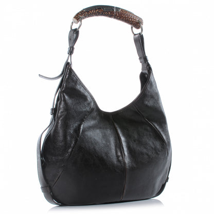 Saint Laurent Leather Mombasa Horn Bag Dark Brown 3 of 7