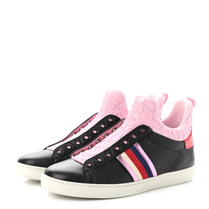 Gucci Calfskin Lace Ayers Sylvie Web Womens New Ace High Top Sneakers 36.5 Black 3 of 8