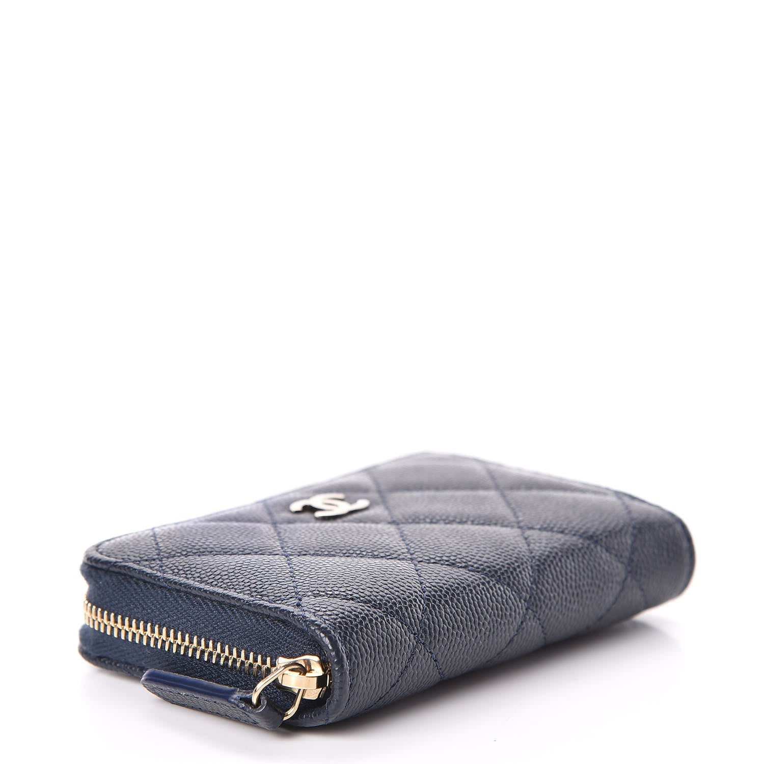 Chanel Caviar Quilted Zip Coin Purse Dark Blue 4 of 9