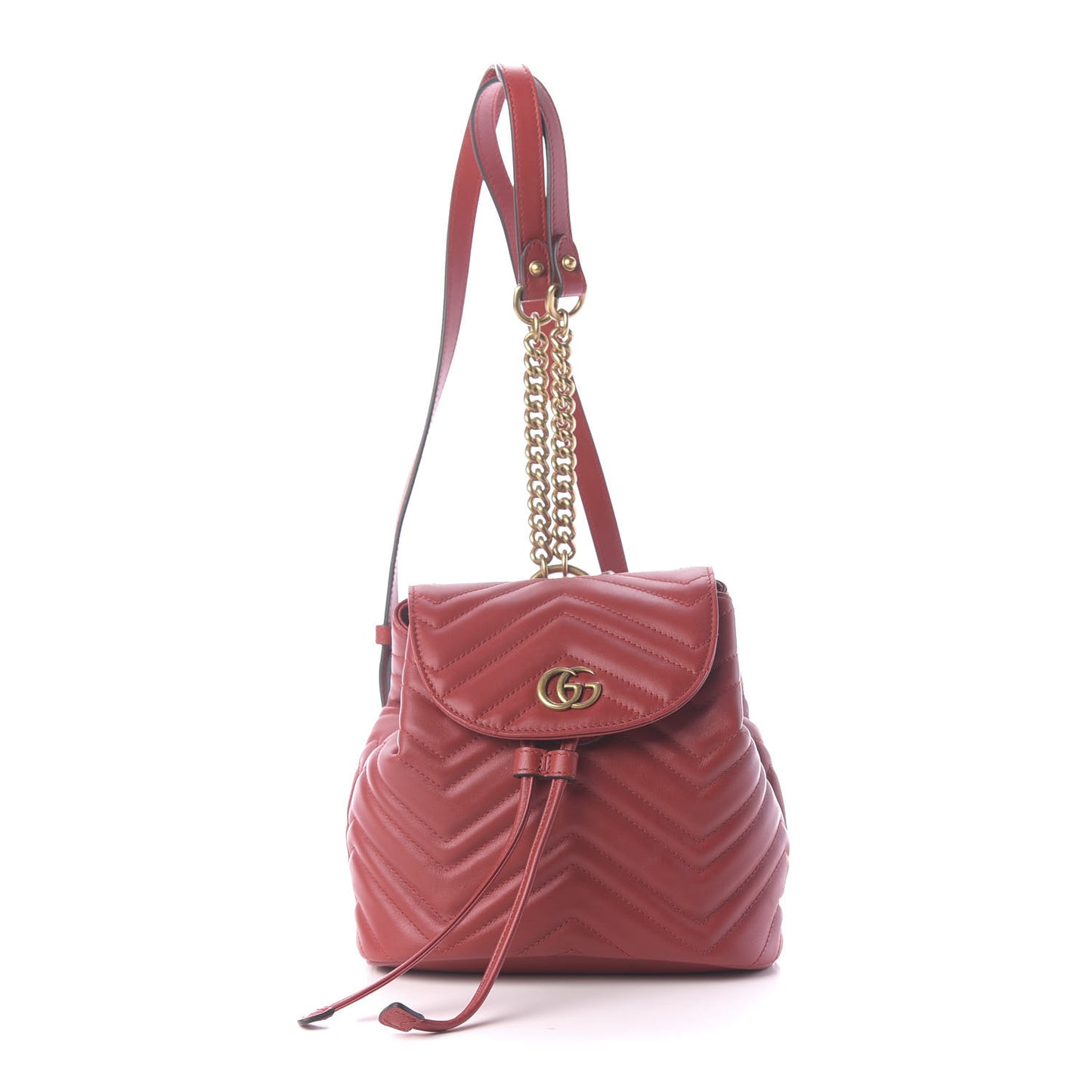 Calfskin Matelasse GG Marmont Flap Backpack Hibiscus Red