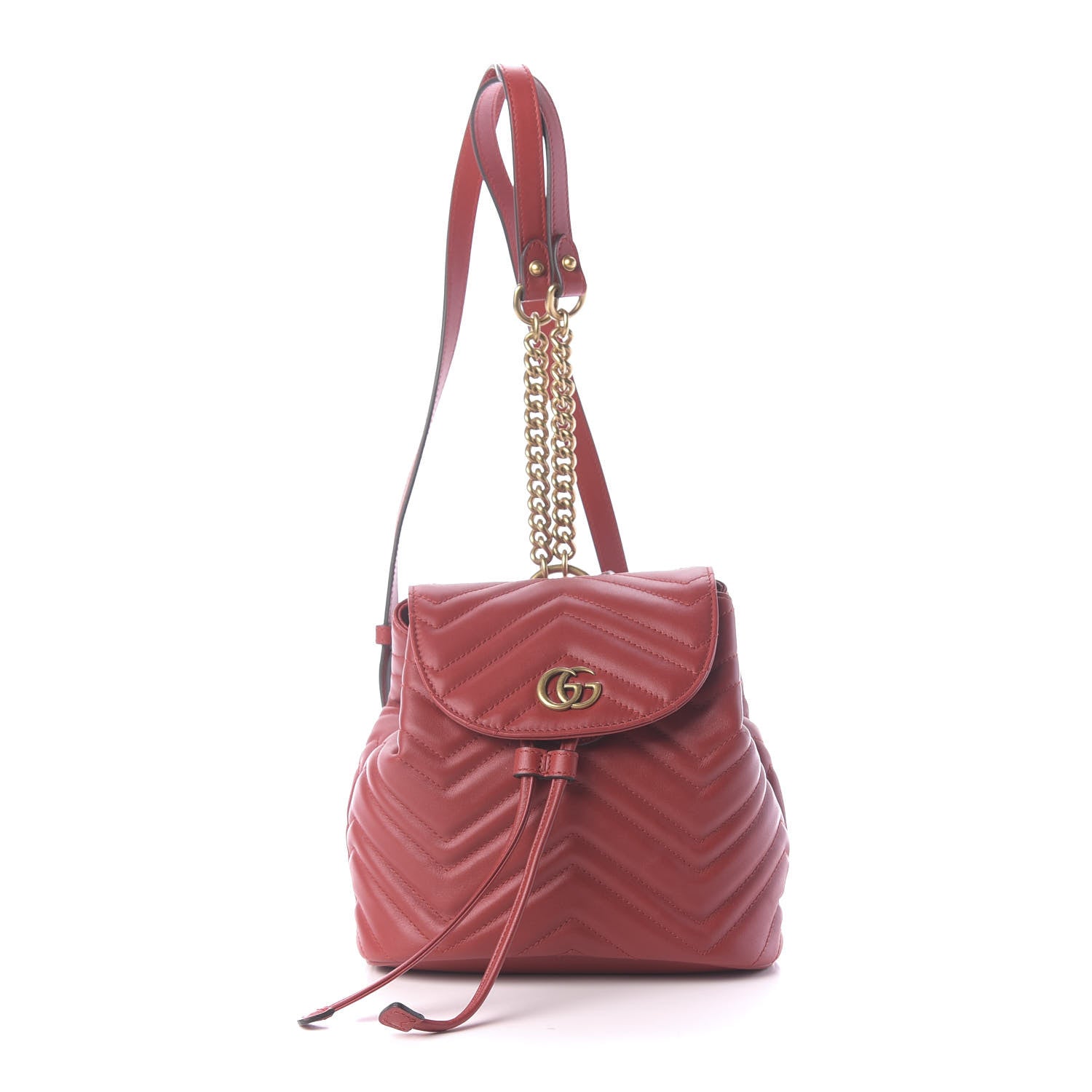 Gucci Calfskin Matelasse GG Marmont Flap Backpack Hibiscus Red 1 of 9
