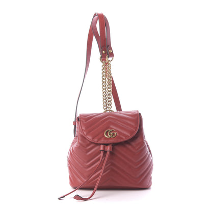 Gucci Calfskin Matelasse GG Marmont Flap Backpack Hibiscus Red 1 of 9