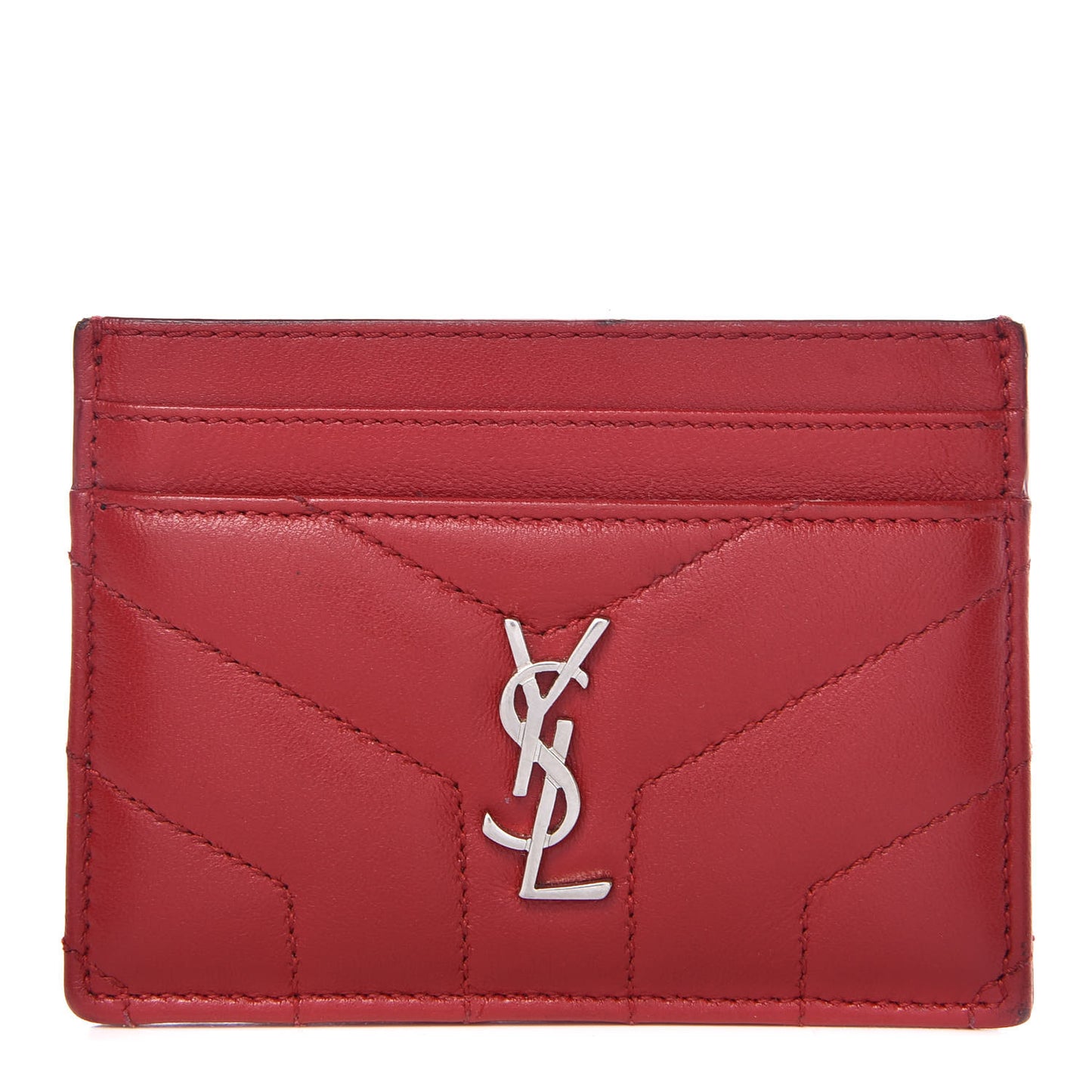 Calfskin Y Quilted Monogram LouLou Credit Card Case Red