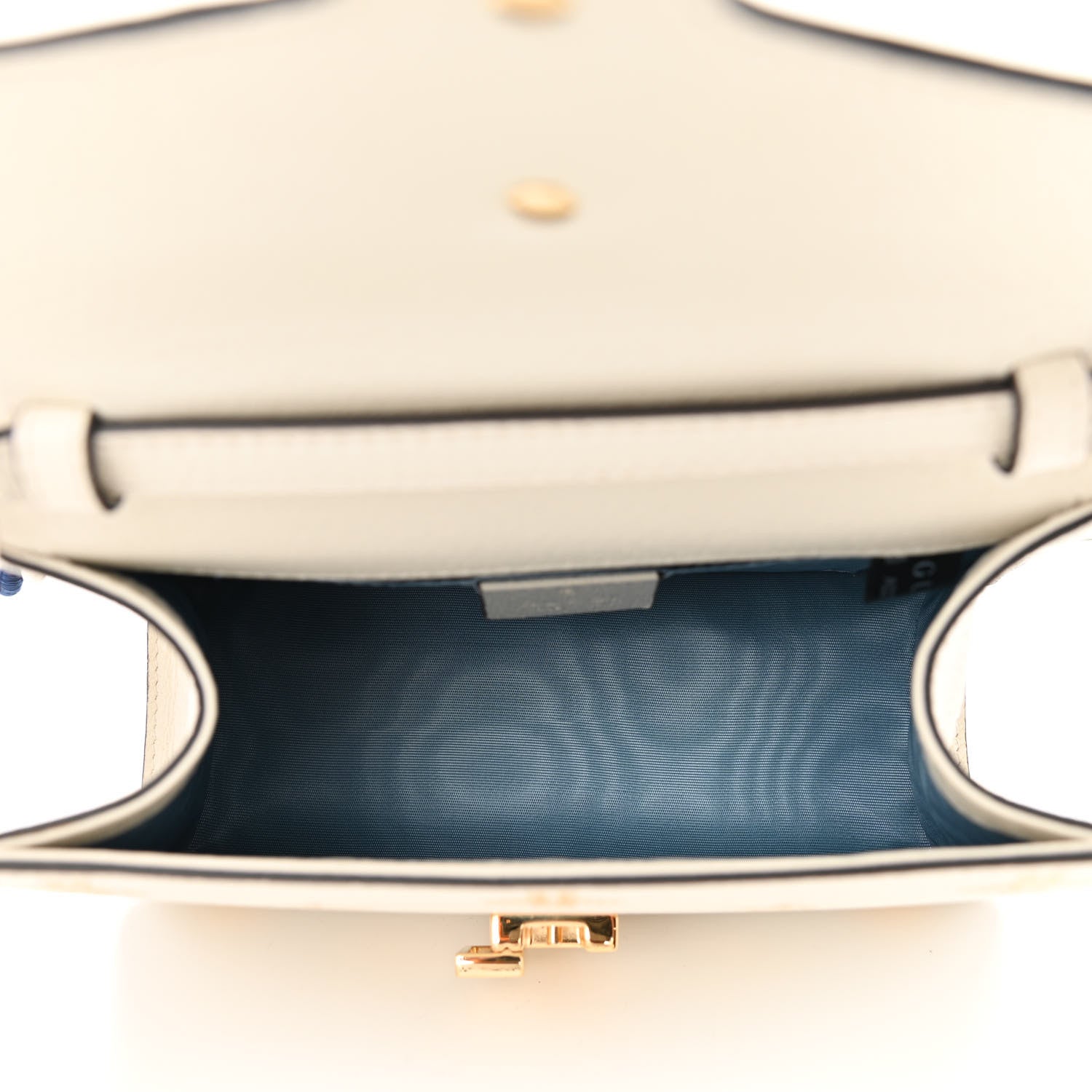 Gucci Textured Calfskin Bee Star Print Mini Sylvie Top Handle Bag Mystic White 5 of 9