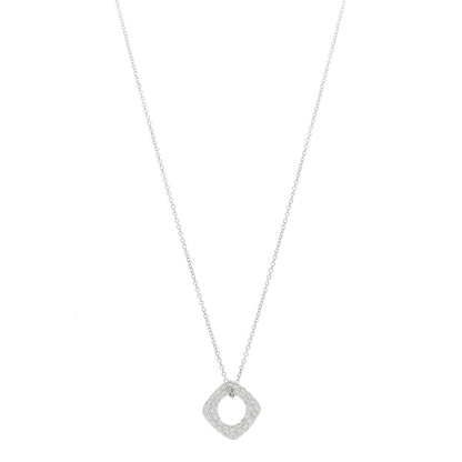 Tiffany 18K White Gold Diamond Cushion Pendant Necklace 1 of 6