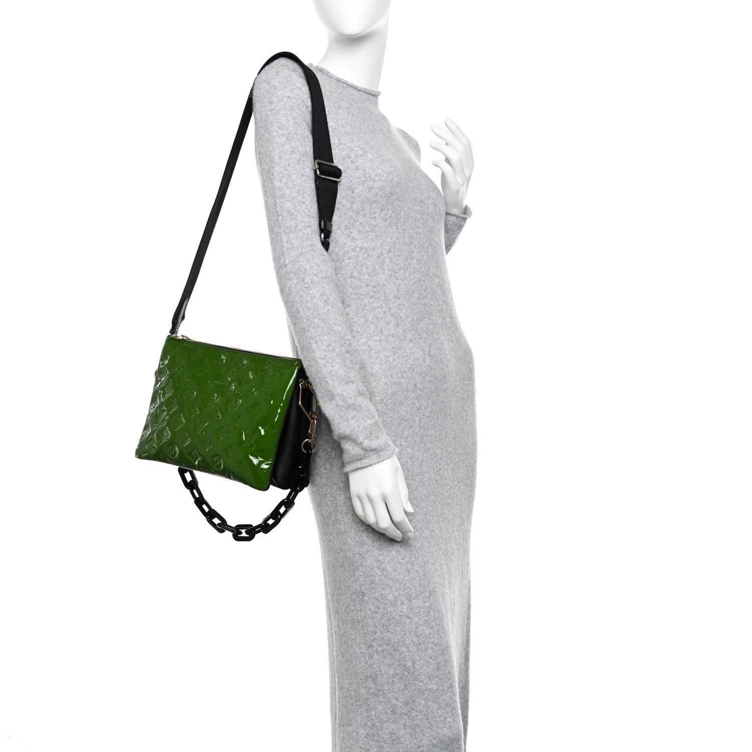 Louis Vuitton Patent Embossed Monogram Coussin PM Green Black 2 of 10
