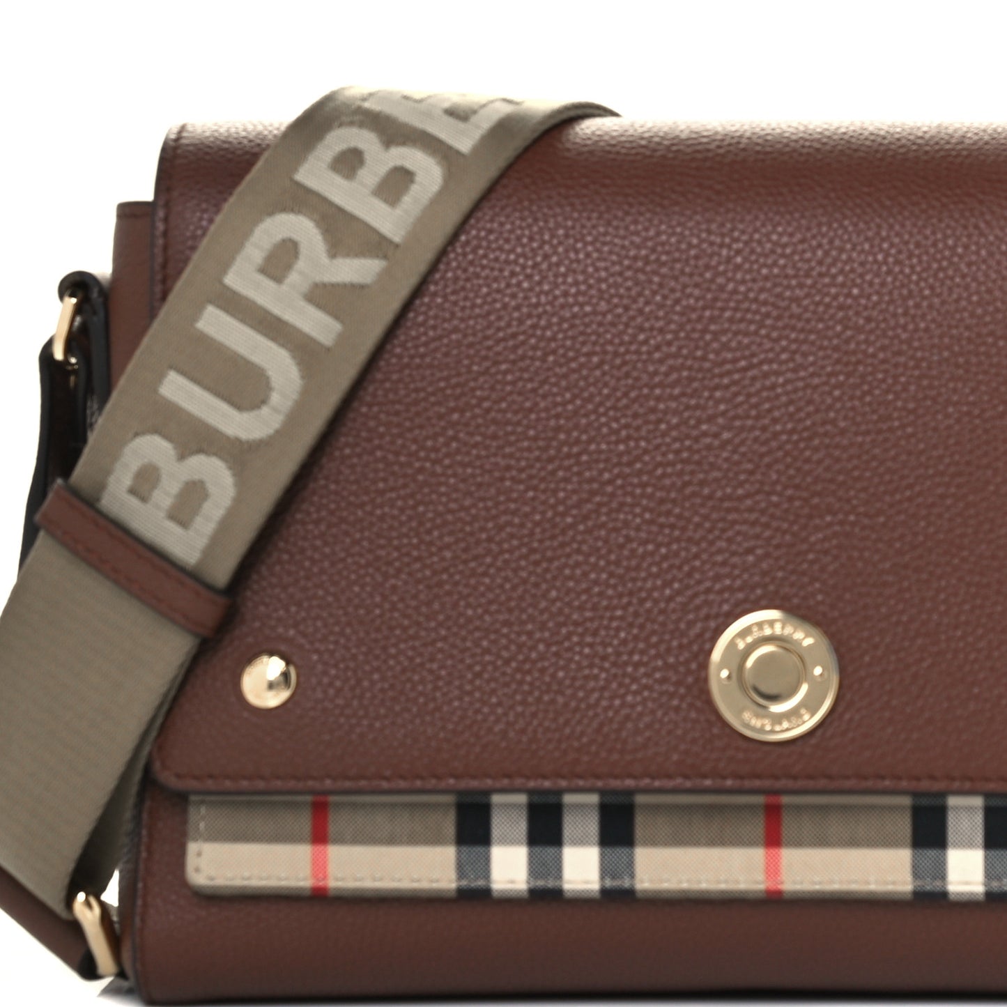 Calfskin Vintage Check Note Crossbody Bag Tan