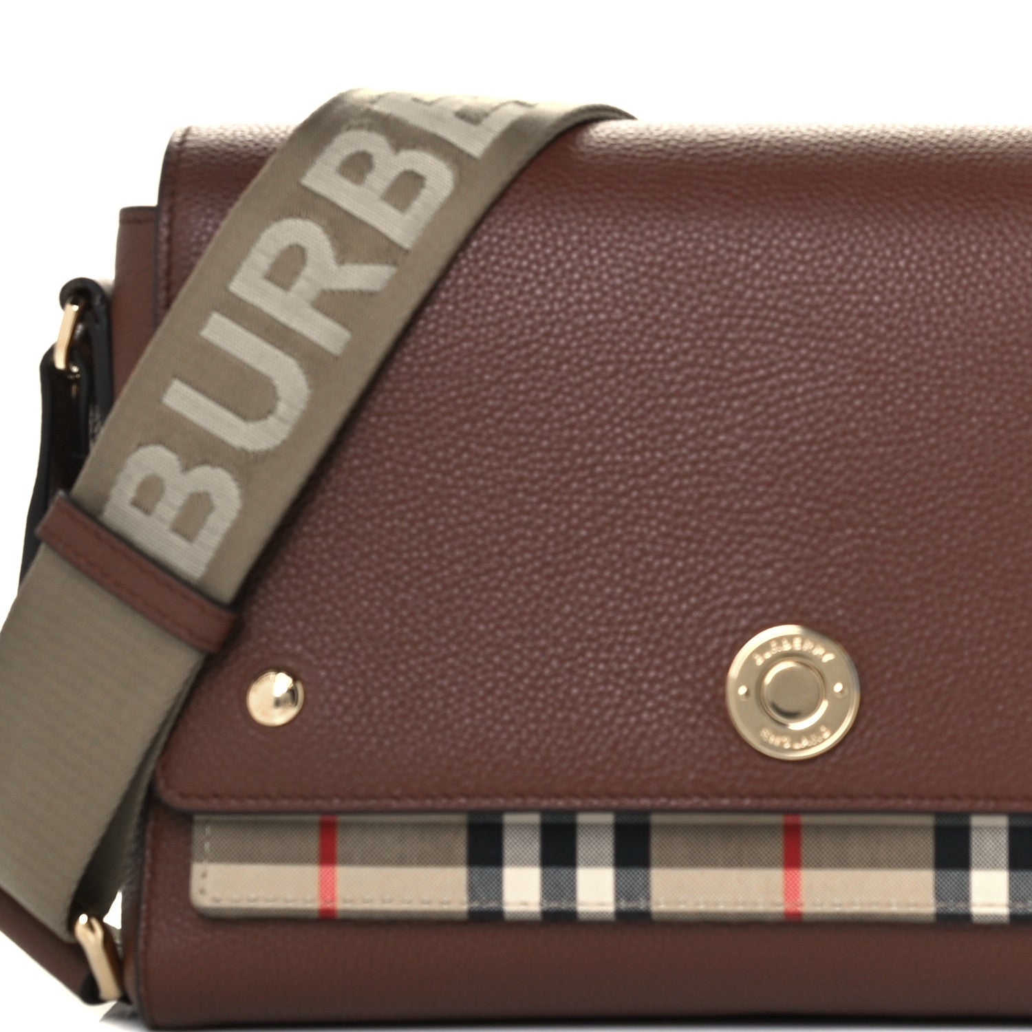 Burberry Calfskin Vintage Check Note Crossbody Bag Tan 9 of 11
