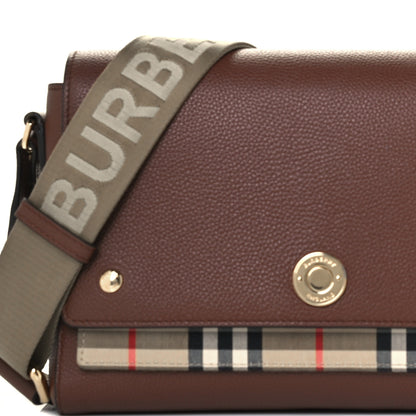 Burberry Calfskin Vintage Check Note Crossbody Bag Tan 9 of 11