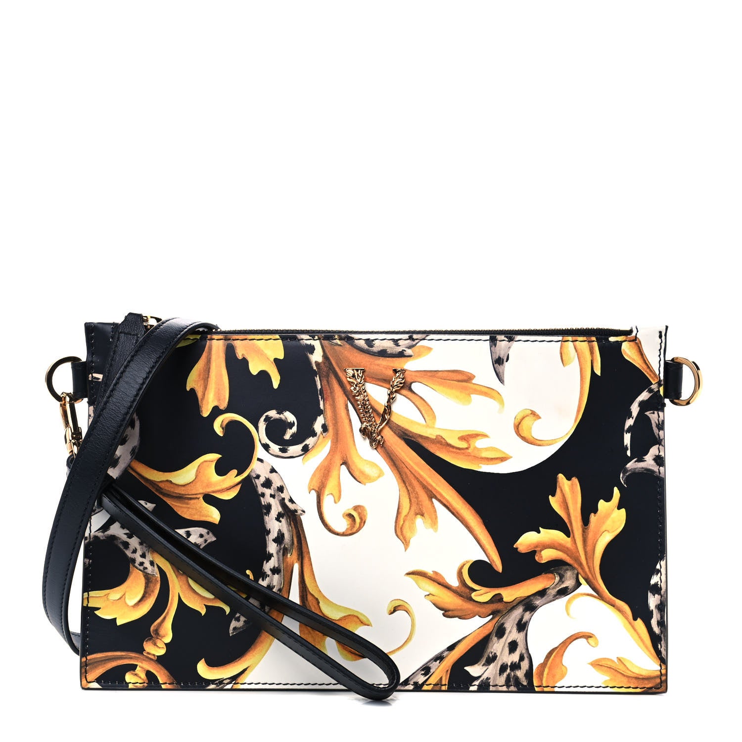 Versace Nappa Acanthus Print Pouch Black 1 of 9